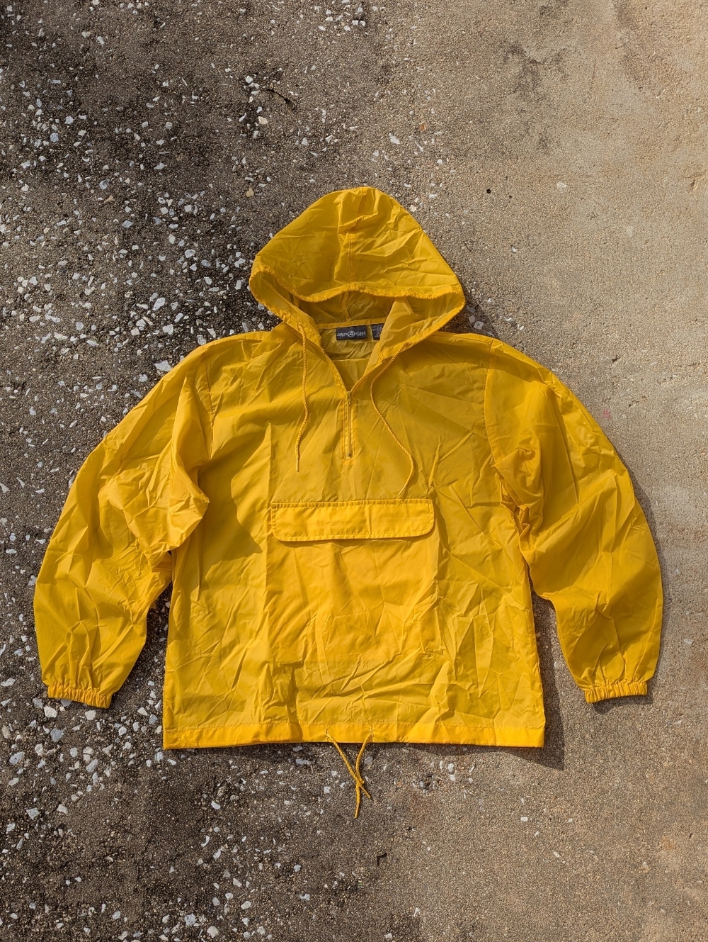 Yellow Hooded Windbreaker Pullover Jacket